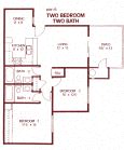 2 Bedroom 2 Bathroom ( Downstairs) Floor Plan at Park West Apartments, California